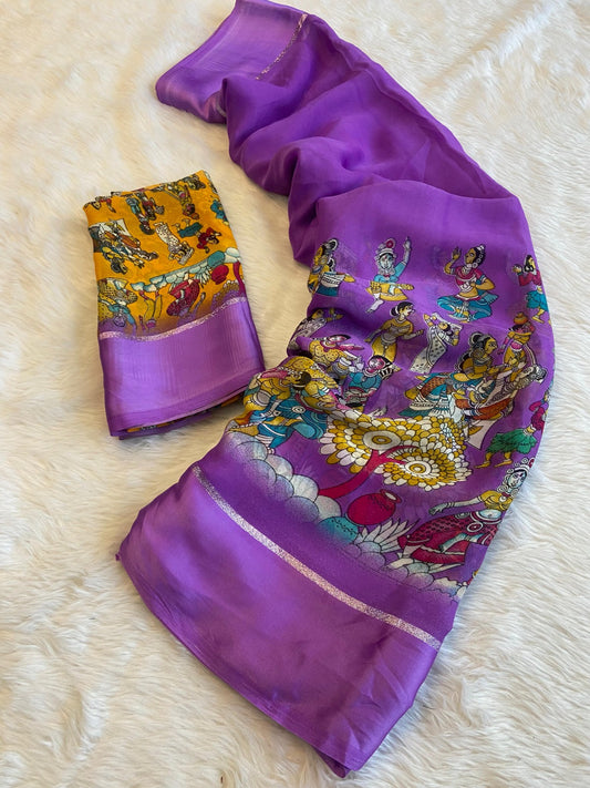 Soft Delta Moss saree with jari satin border - Swaraas