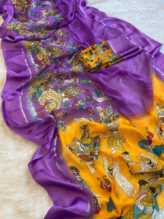 Soft Delta Moss saree with jari satin border - Swaraas