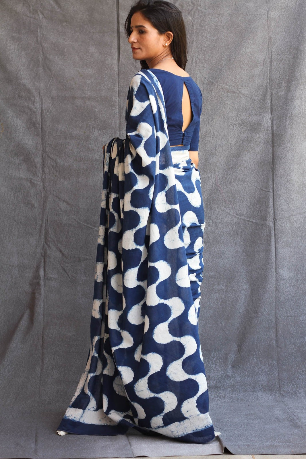 Soft Chanderi Cotton Saree with Digital Print Stripe - Swaraas