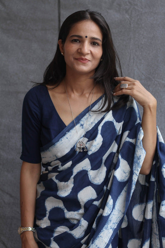 Soft Chanderi Cotton Saree with Digital Print Stripe - Swaraas