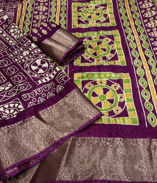Soft Cotton Crape Saree with woven sequence design all over. - Swaraas