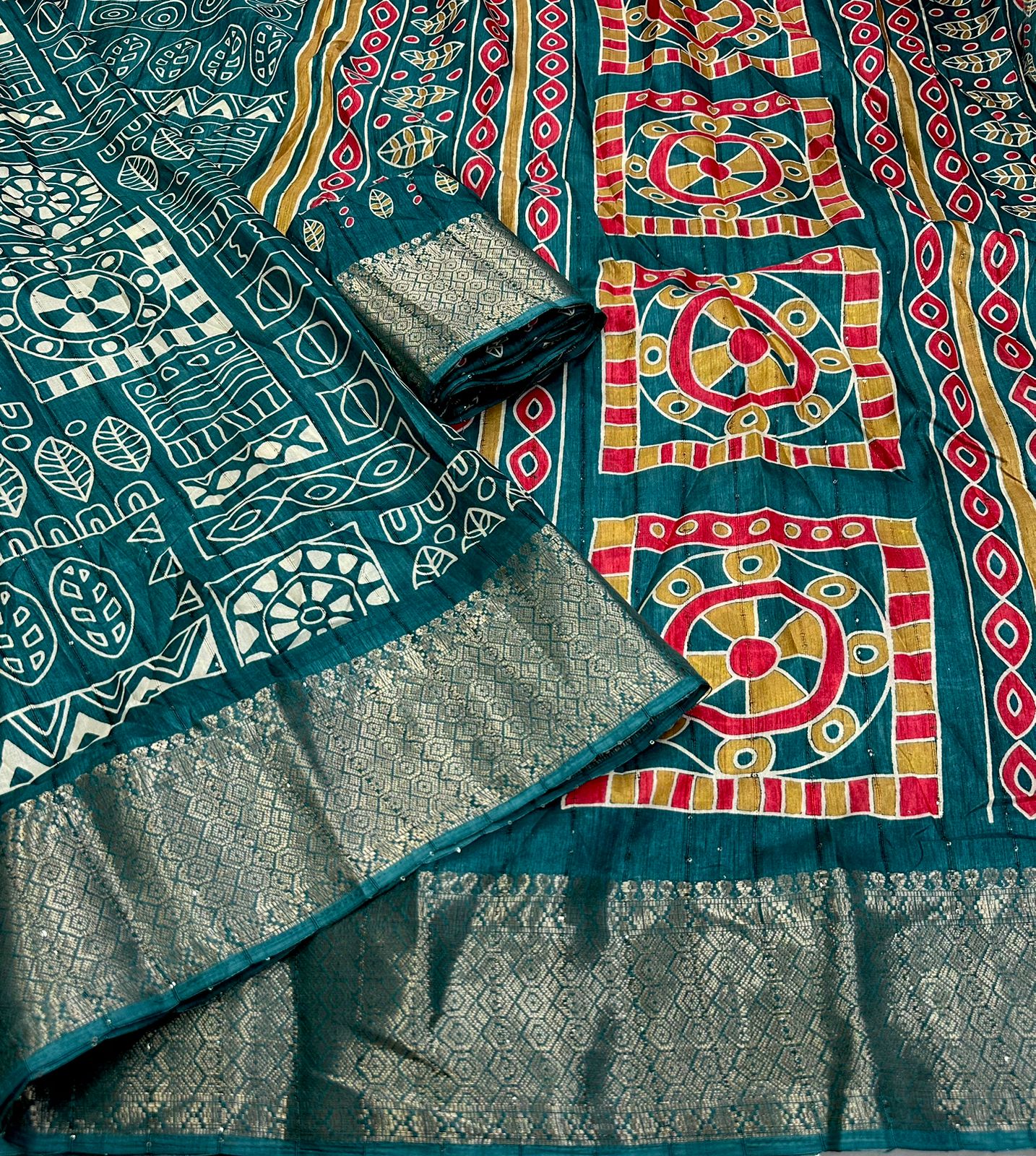Soft Cotton Crape Saree with woven sequence design all over. - Swaraas