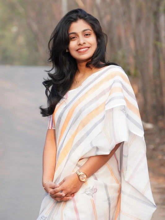 Elegant Digital Print Linen Saree with Blouse – 6.3 Mtr (Single Colour Catalog)