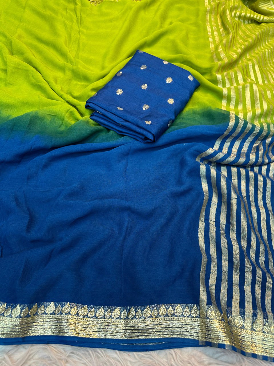 Pure Viscose Georgette Saree with Jari Weaving & Pure Viscose Silk Blouse – 6.3 Meters