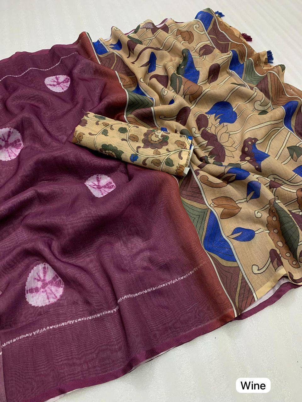 Women Floral Print Saree with Contrast Border