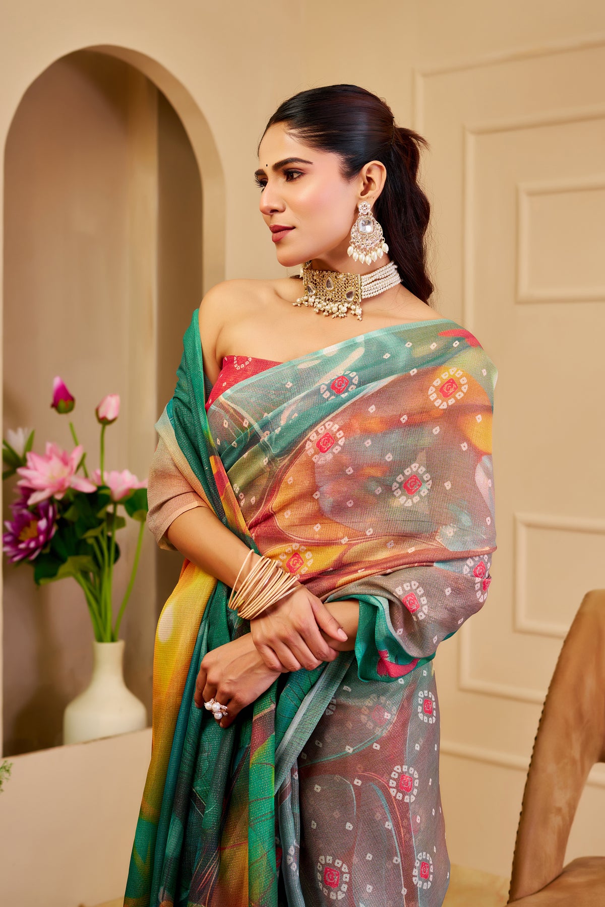 Teal Green Multicolour Tissue Silk Saree with Decorative Motifs and Tassel Pallu, 6.3 m with Running Blouse for Festive Wear