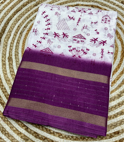 Dola Silk Worli Sequence Border Saree - Swaraas