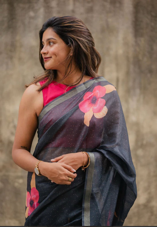 Flower linen | Saree
