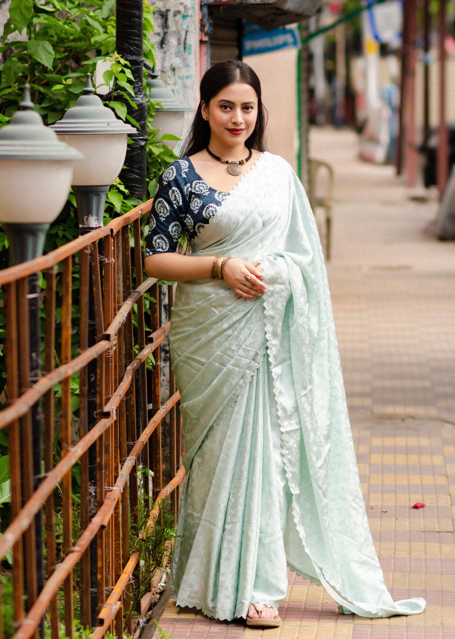 soft crape silk saree with allover mango woven design