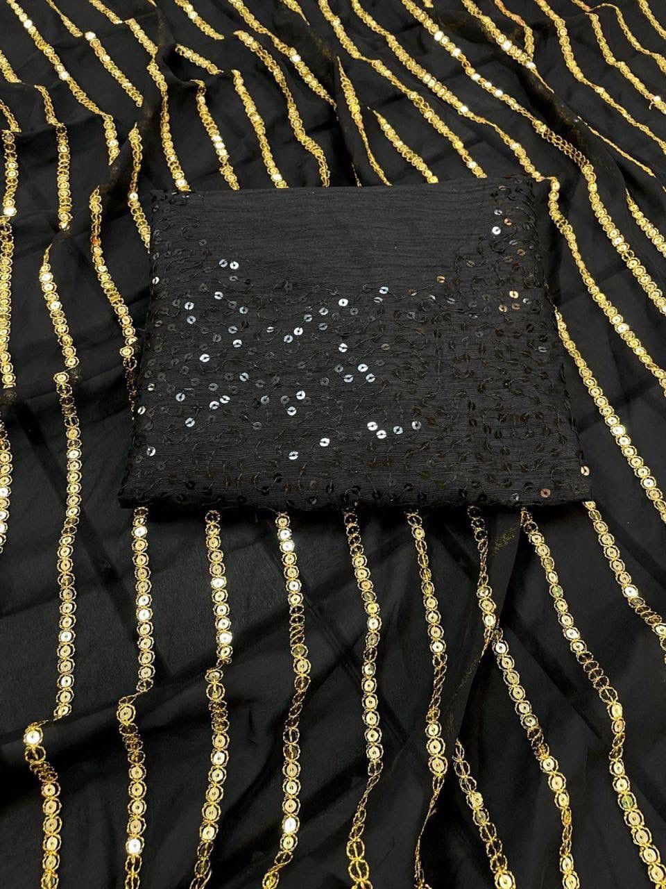 Rubina | Designer Black colour heavy all over sequin saree