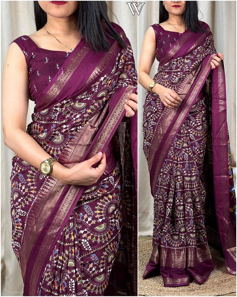 SOFT COTTON DENT SAREE - SWARAAS.IN