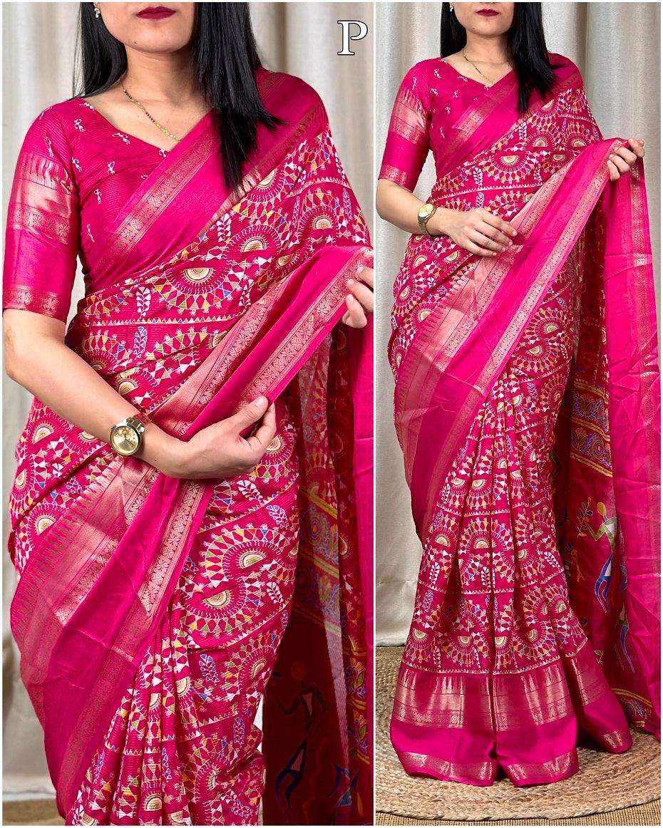 SOFT COTTON DENT SAREE - SWARAAS.IN