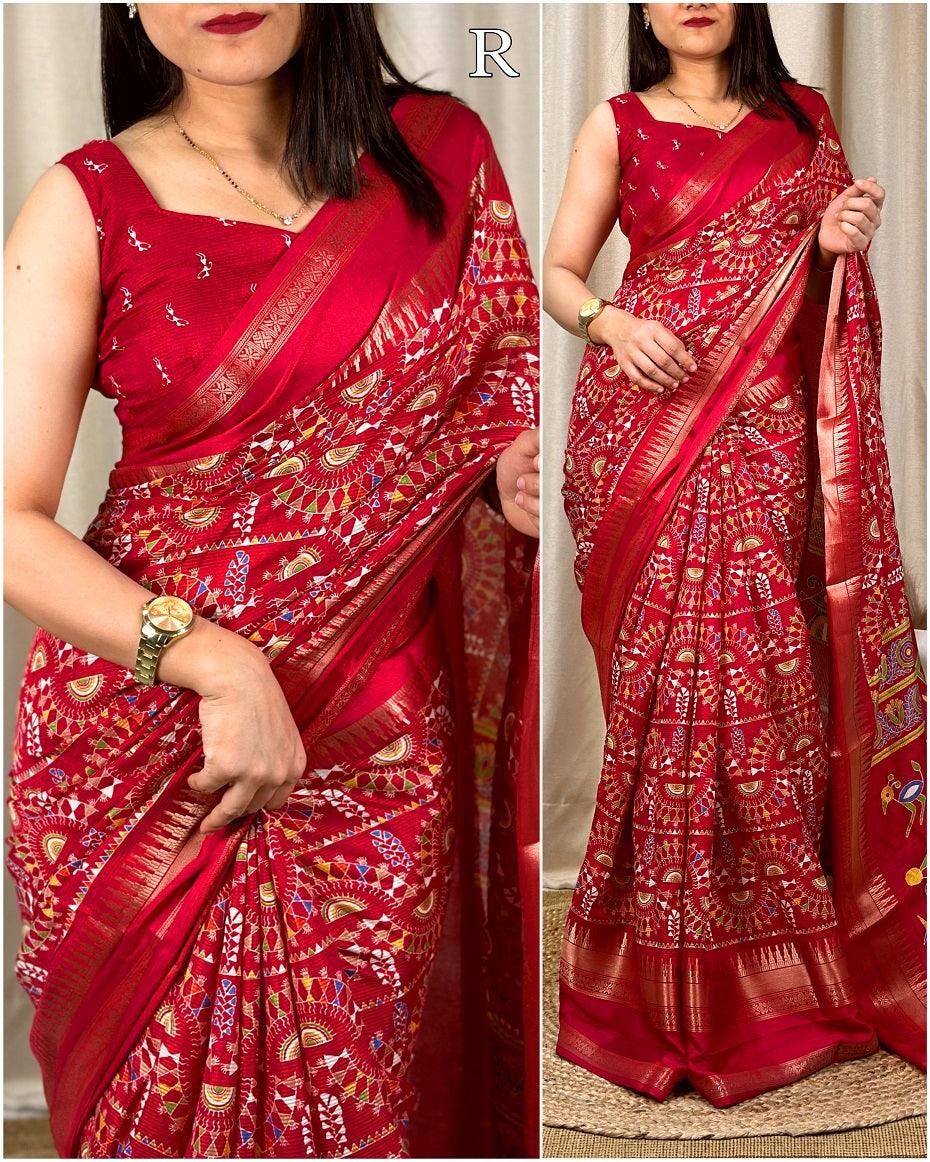 SOFT COTTON DENT SAREE - SWARAAS.IN