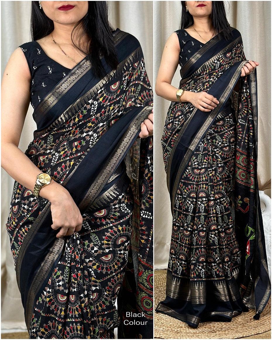 SOFT COTTON DENT SAREE - SWARAAS.IN