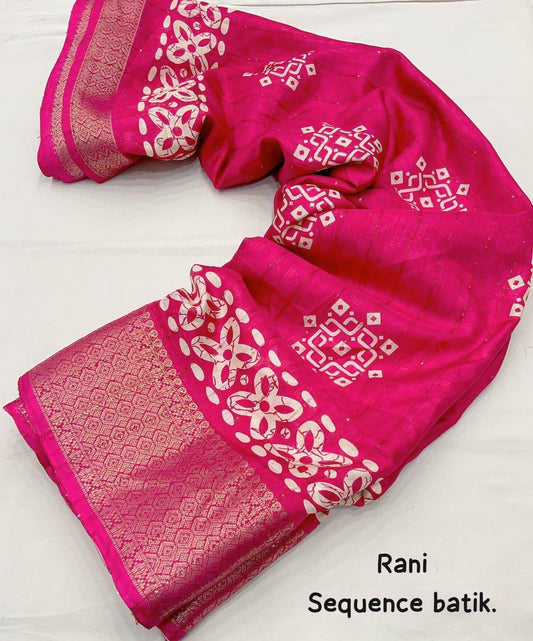 COTTON CRAPE SAREE WITH SEQUENCE WORK - Swaraas