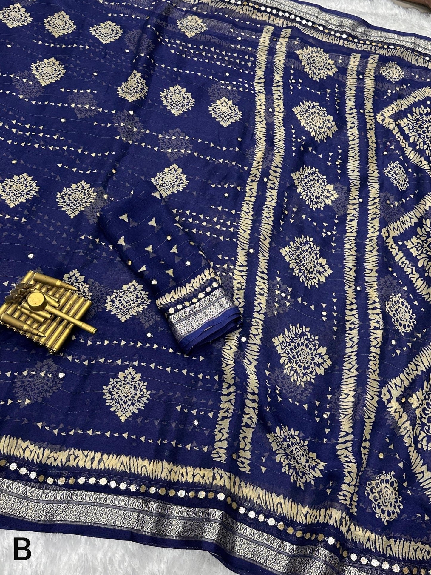 Perfect Georgette printed saree with elegance of gotta mirror work