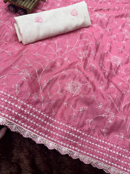 Multi thread Embroidery work in saree with sequins touch - Swaraas