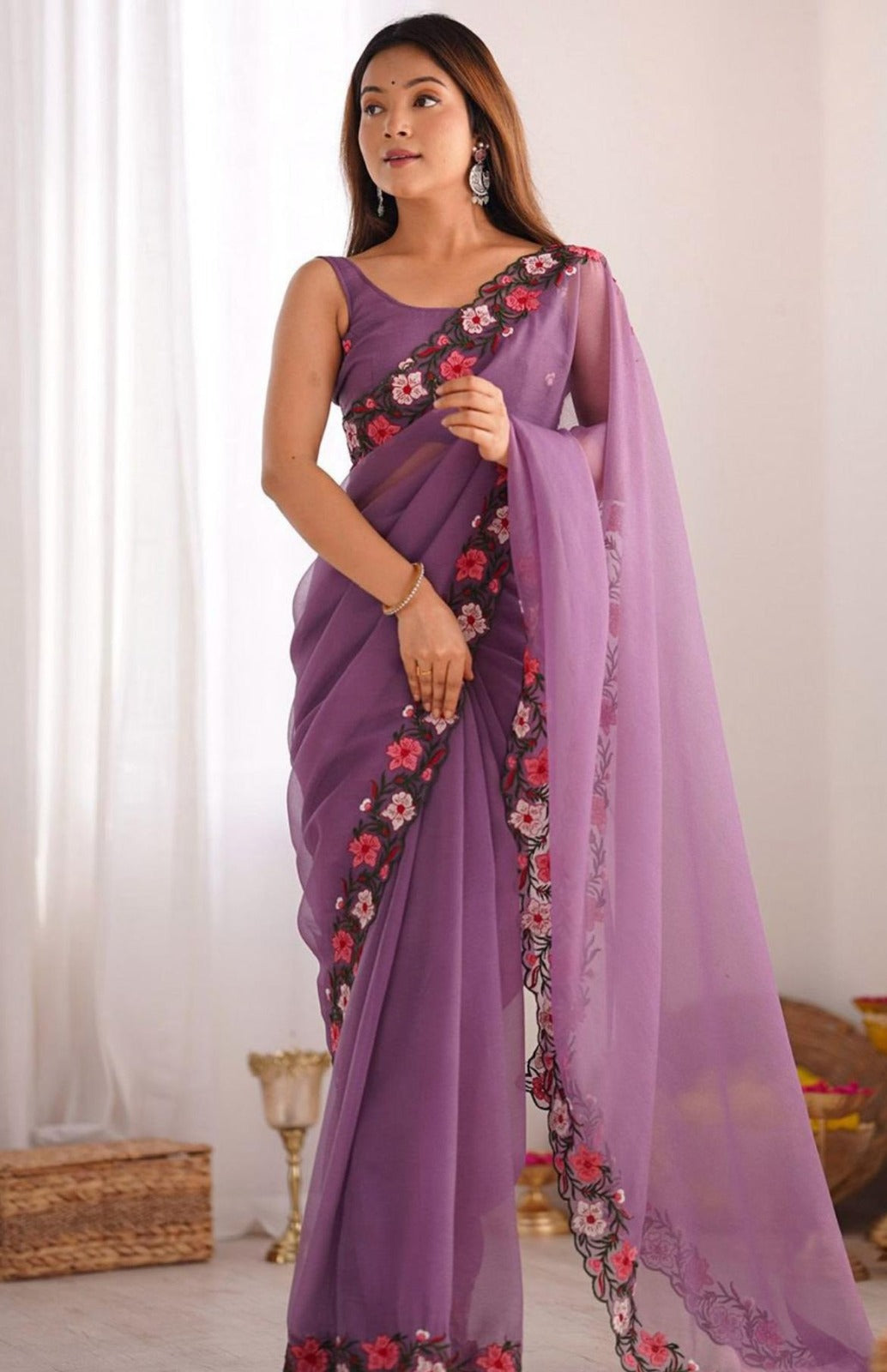 New Pastel Range Multi Thread work Saree