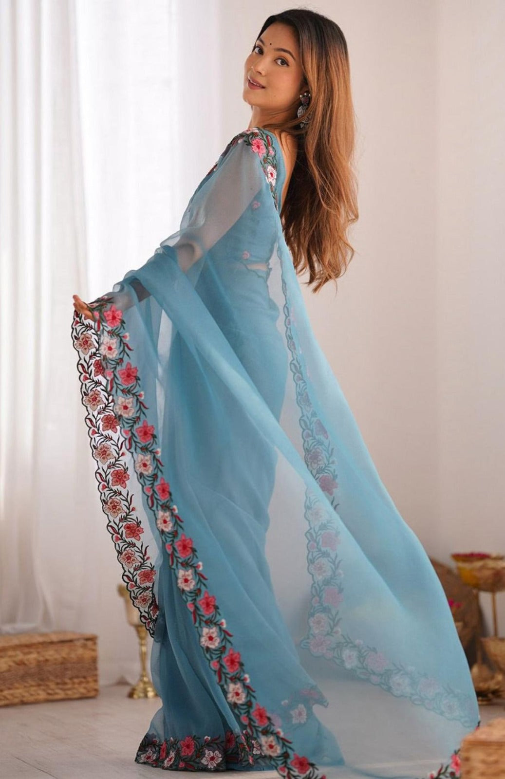 New Pastel Range Multi Thread work Saree