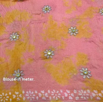 Pure Chiffon Saree with All-Over Brush Stripe Print & Matching Blouse – Lightweight Elegant Drape | Swaraas.in
