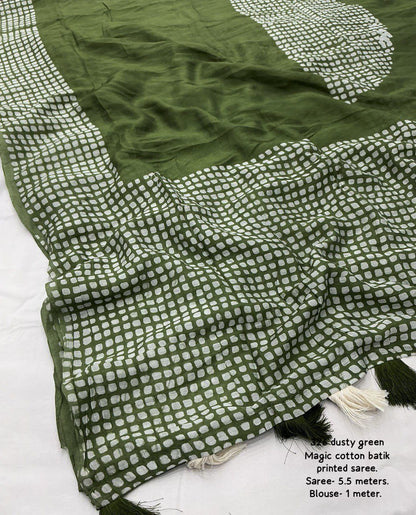 Pure Chanderi Cotton Saree with Traditional Batik Print & Matching Blouse – Lightweight Ethnic Wear | Swaraas.in