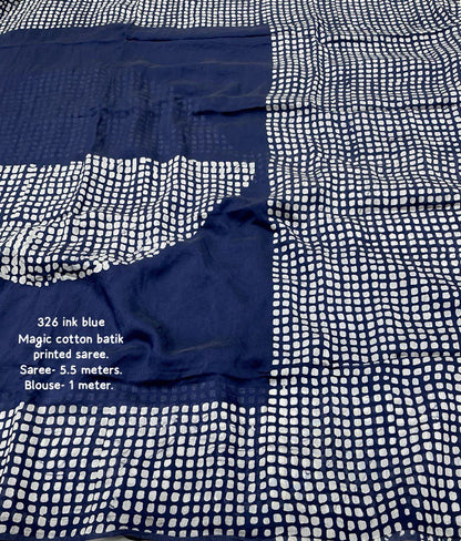 Pure Chanderi Cotton Saree with Traditional Batik Print & Matching Blouse – Lightweight Ethnic Wear | Swaraas.in