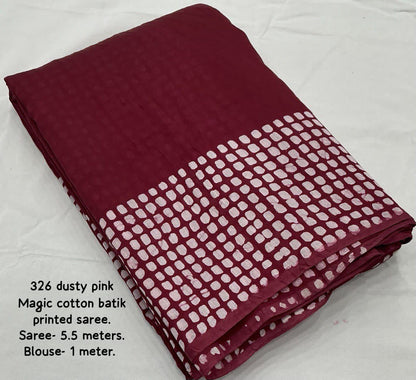 Pure Chanderi Cotton Saree with Traditional Batik Print & Matching Blouse – Lightweight Ethnic Wear | Swaraas.in