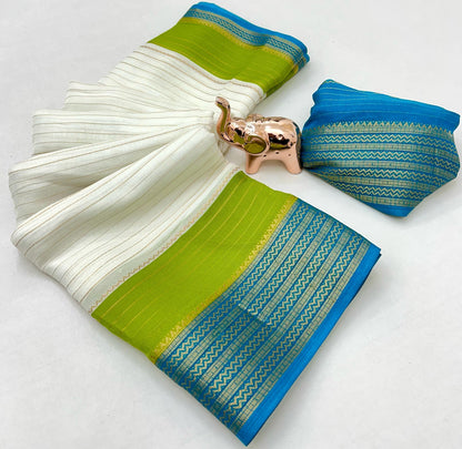 Soft Marshmallow Fabric Saree with All-Over Padded Print & Matching Blouse – Lightweight & Elegant Daily Wear | Swaraas.in