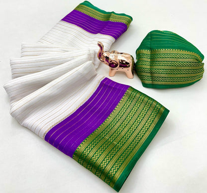 Soft Marshmallow Fabric Saree with All-Over Padded Print & Matching Blouse – Lightweight & Elegant Daily Wear | Swaraas.in