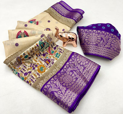 Pure Benny Cotton Saree with Elegant Jacquard Border – Lightweight Daily & Office Wear Saree | Swaraas.in