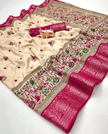 Pure Benny Cotton Saree with Elegant Jacquard Border – Lightweight Daily & Office Wear Saree | Swaraas.in