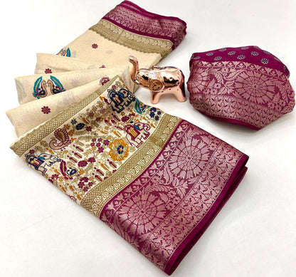 Pure Benny Cotton Saree with Elegant Jacquard Border – Lightweight Daily & Office Wear Saree | Swaraas.in
