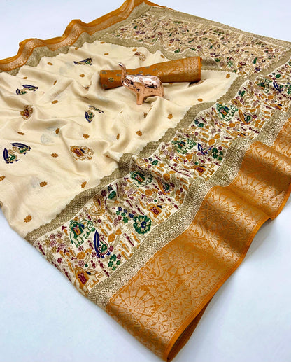 Pure Benny Cotton Saree with Elegant Jacquard Border – Lightweight Daily & Office Wear Saree | Swaraas.in