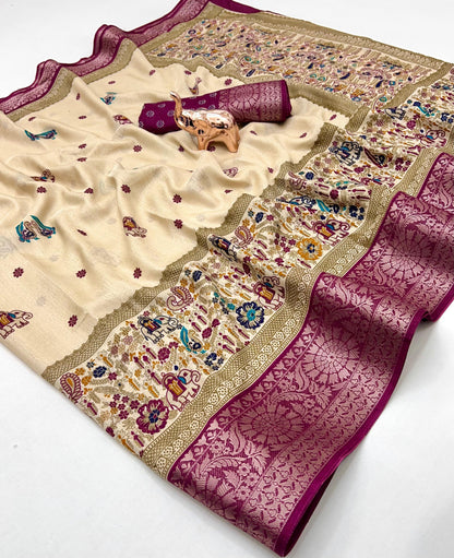 Pure Benny Cotton Saree with Elegant Jacquard Border – Lightweight Daily & Office Wear Saree | Swaraas.in