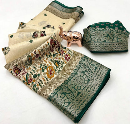 Pure Benny Cotton Saree with Elegant Jacquard Border – Lightweight Daily & Office Wear Saree | Swaraas.in