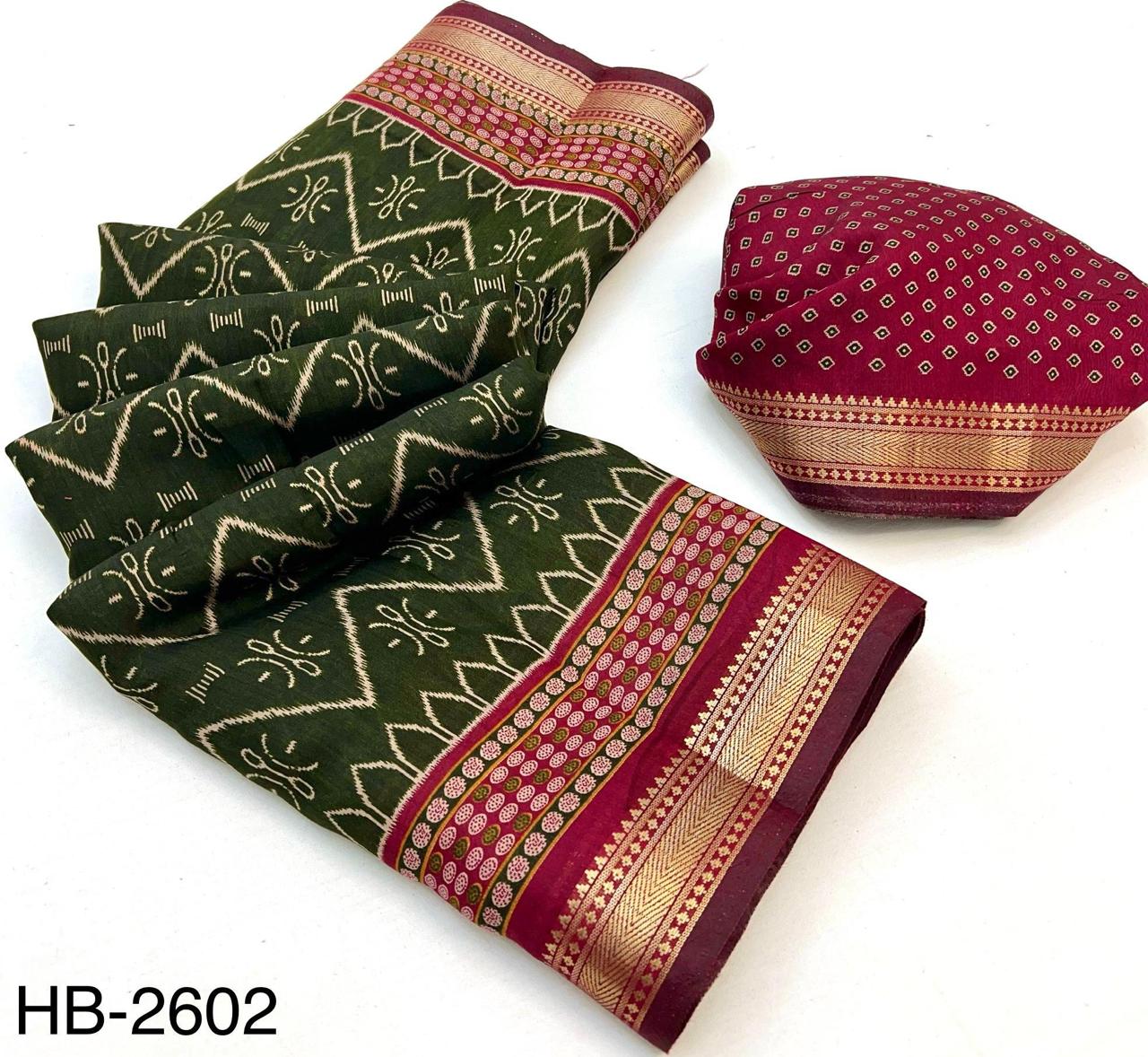 Soft Mul Cotton with Designer Patola printed & Zari border
