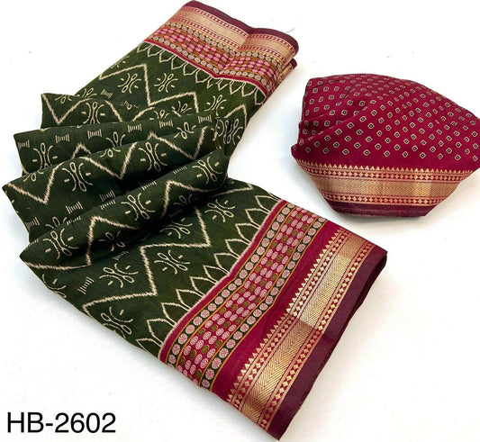 Soft Mul Cotton with Designer Patola printed & Zari border