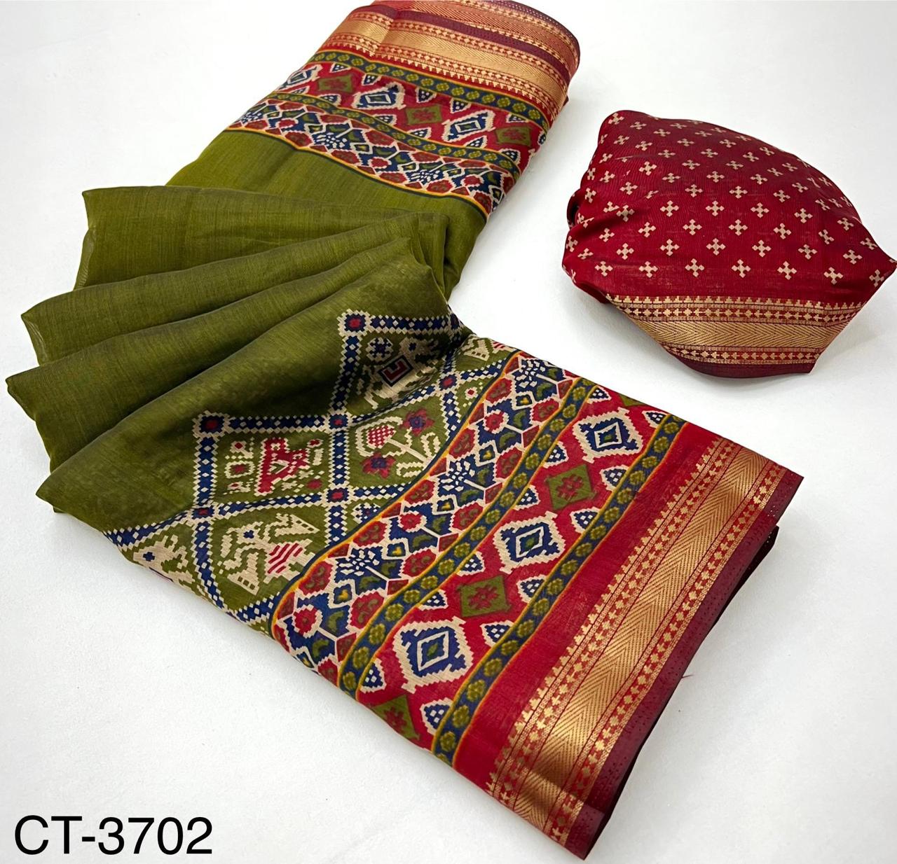 Soft Mul Cotton with Designer Patola printed & Zari border