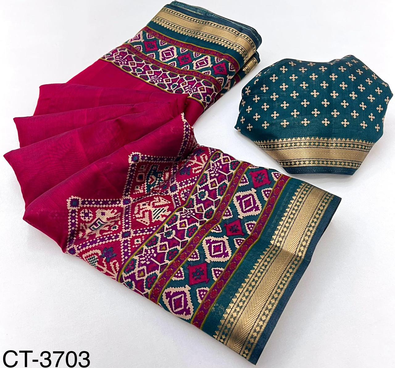 Soft Mul Cotton with Designer Patola printed & Zari border
