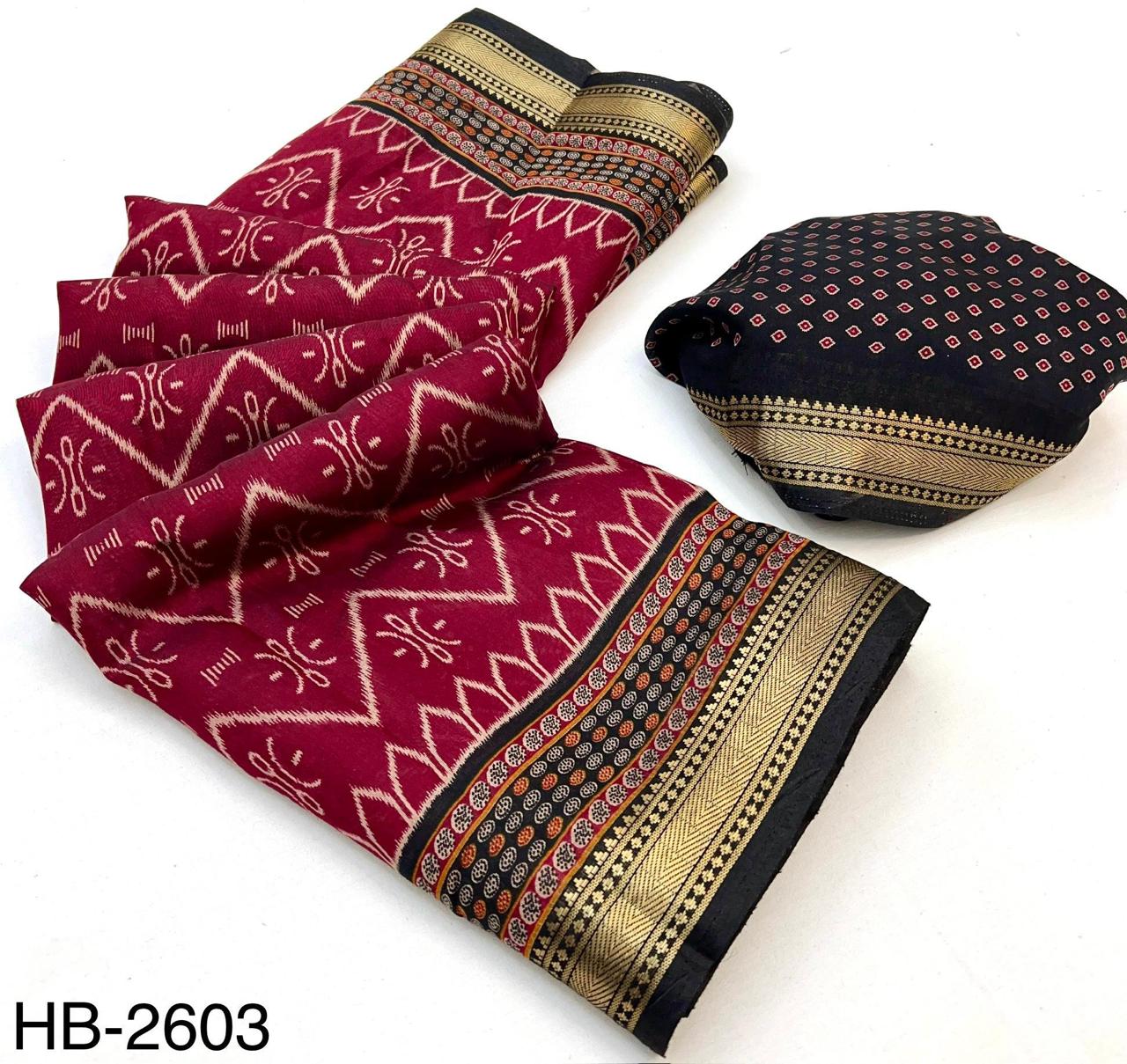 Soft Mul Cotton with Designer Patola printed & Zari border