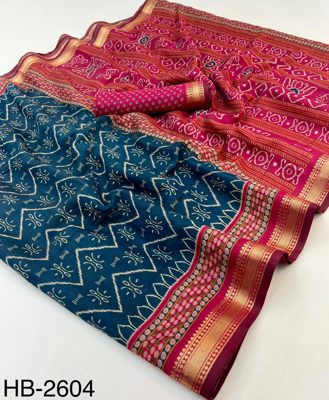 Soft Mul Cotton with Designer Patola printed & Zari border