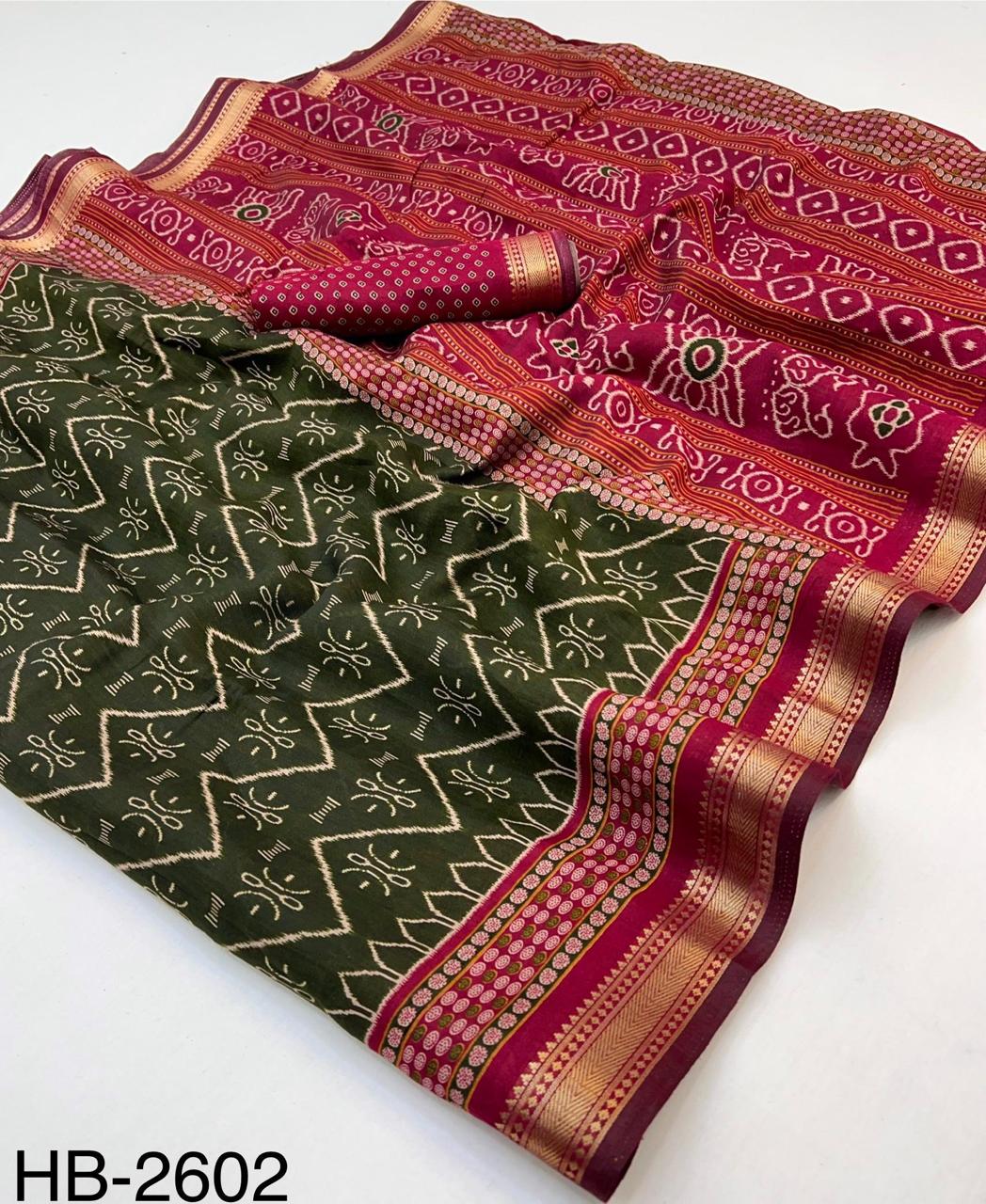 Soft Mul Cotton with Designer Patola printed & Zari border