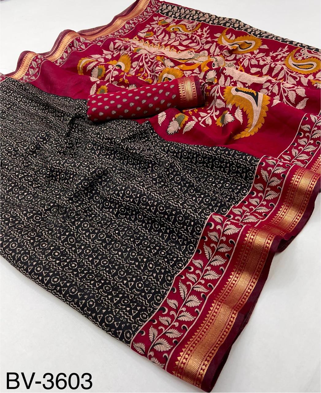 Soft Mul Cotton with Designer Patola printed & Zari border