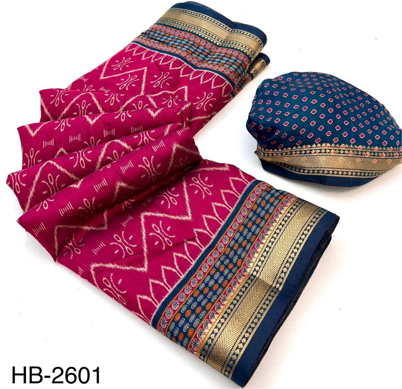 Soft Mul Cotton with Designer Patola printed & Zari border