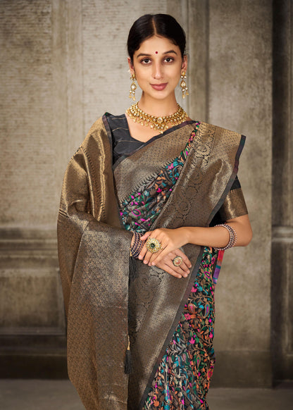 Kashmiri Modal Handloom Weaving Saree with Traditional Motifs – Soft & Elegant Ethnic Wear | Swaraas.in