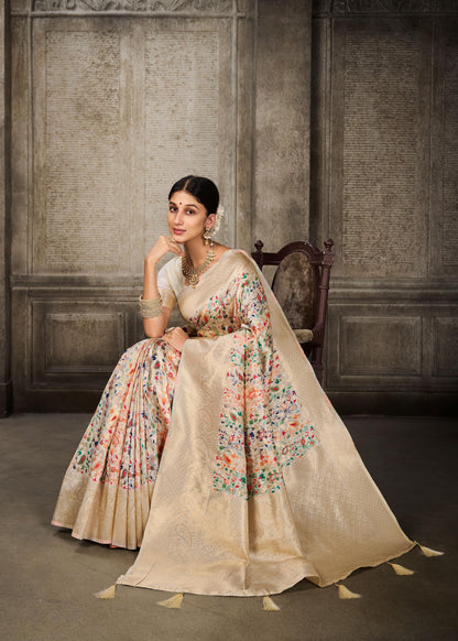 Kashmiri Modal Handloom Weaving Saree with Traditional Motifs – Soft & Elegant Ethnic Wear | Swaraas.in