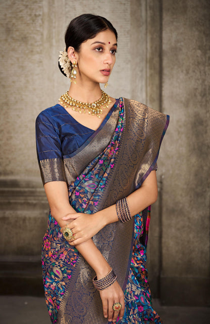 Kashmiri Modal Handloom Weaving Saree with Traditional Motifs – Soft & Elegant Ethnic Wear | Swaraas.in