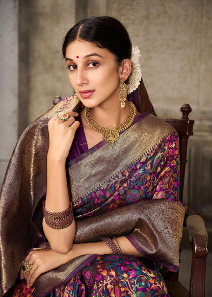 Kashmiri Modal Handloom Weaving Saree with Traditional Motifs – Soft & Elegant Ethnic Wear | Swaraas.in