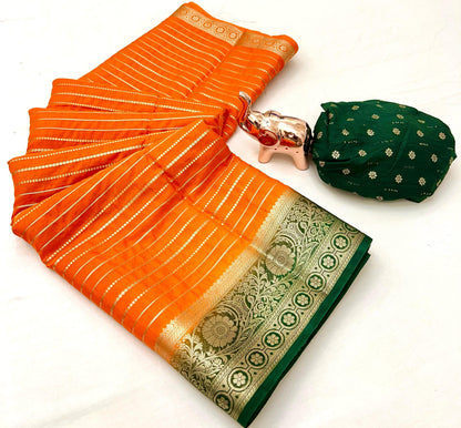 Heavy Marshmallow Hand-Dyed Saree with All-Over Self-Weaving and Contrast Design Pallu – Premium Ethnic Wear | Swaraas.in