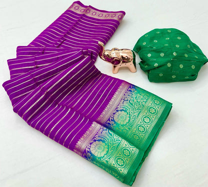 Heavy Marshmallow Hand-Dyed Saree with All-Over Self-Weaving and Contrast Design Pallu – Premium Ethnic Wear | Swaraas.in